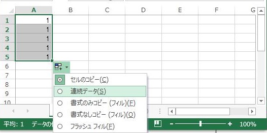 オートフィルのオプション