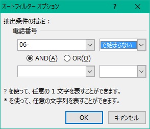 オートフィルターオプション