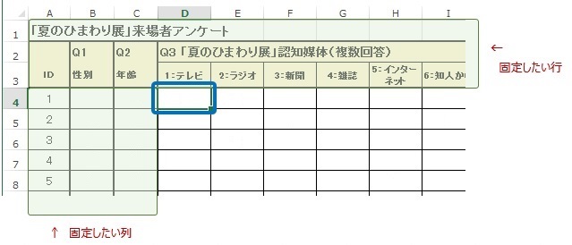 固定位置のセル